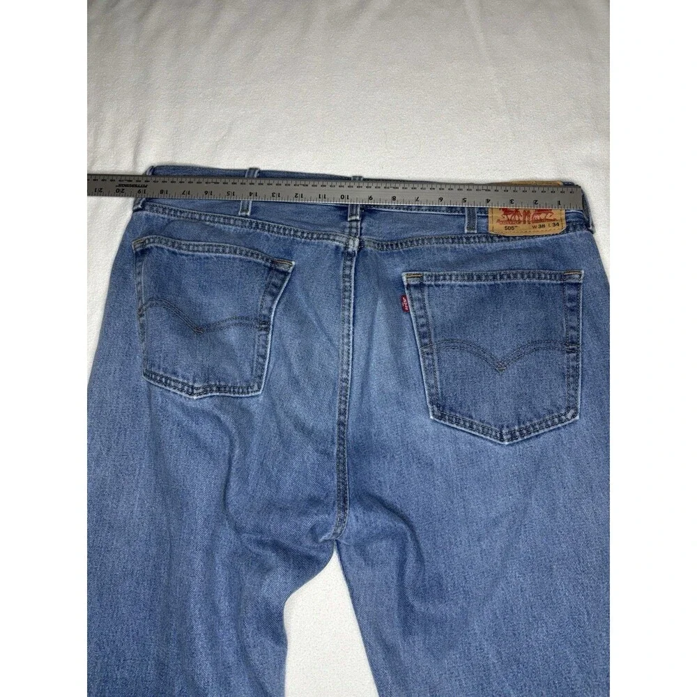 Levi's 505 Regular Fit Jeans‎ Mens 38x34 Blue Excellent Straight Leg Denim